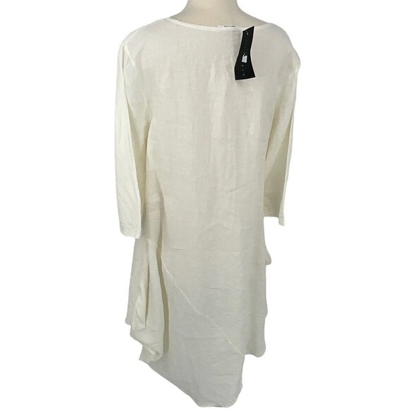 NWT Bryn Walker M Light Linen Naida Tunic Dress White 3/4 Sleeve Asymmetric - Picture 6 of 12